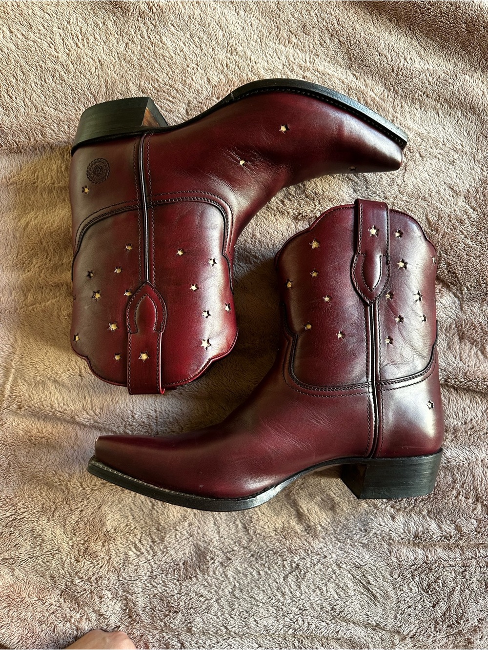 Presidio Short Ranch Road star women's cowboy boots size 9.5 burgundy wine color - Picture 3 of 14